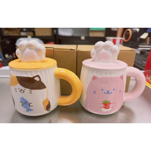 猫猫下午茶杯 带盖 粉色 420ml